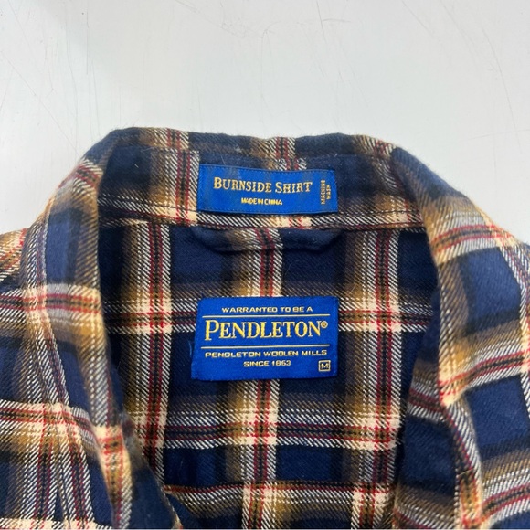 Pendleton men’s brown blue flannel button down shirt M L86-19 - Picture 5 of 5